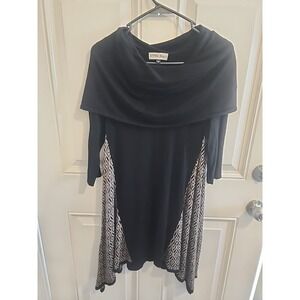 Effie's Heart Cowl Tunic Dress Sweater Black Off Shoulder Size M